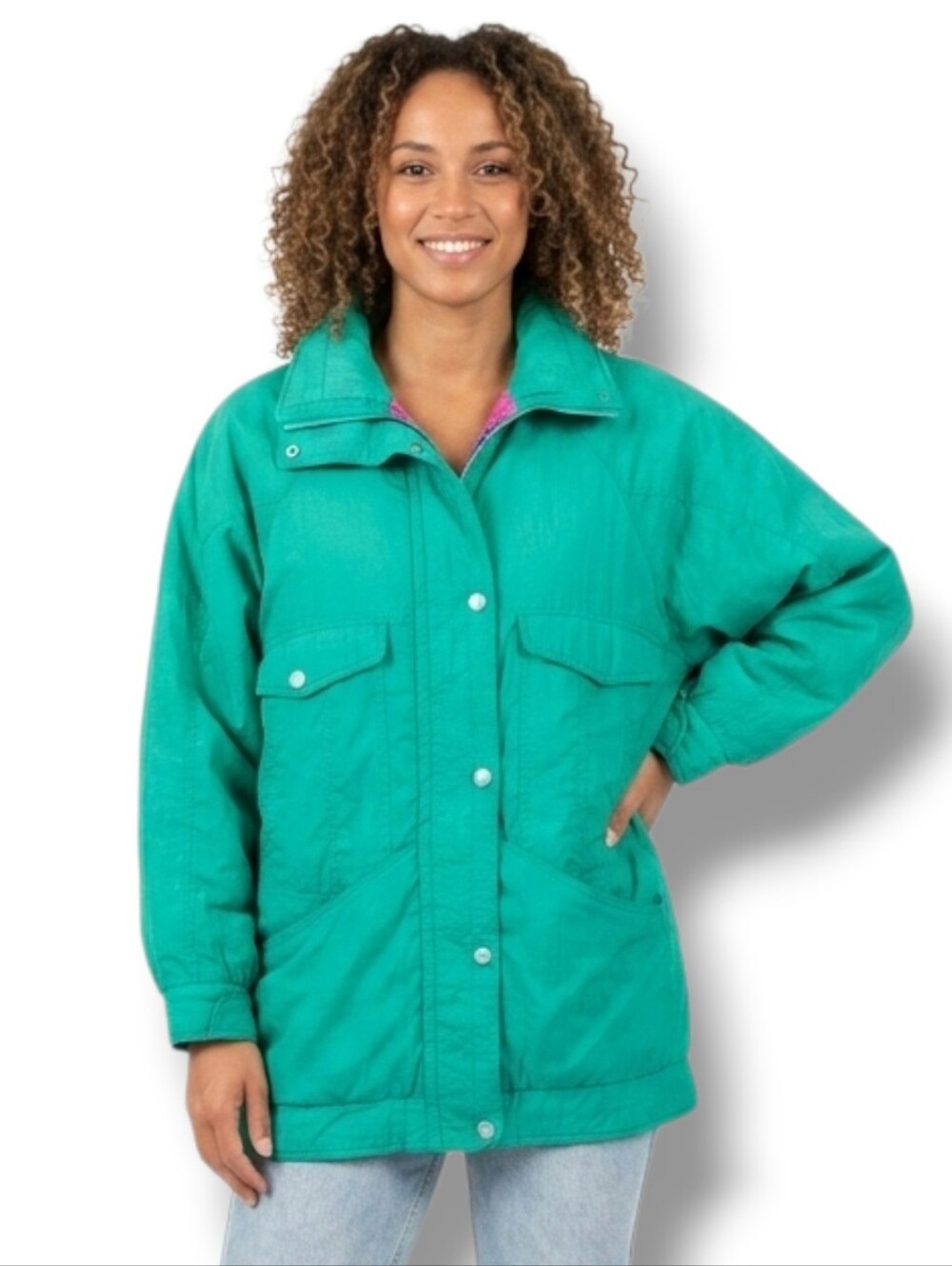 Andy Johns Vintage 90s Green Zip-Up puffer Jacket – Women’s Large
